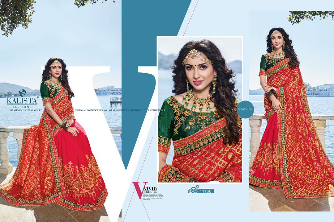 Kalista Kohinoor Gold 2 Heavy Wedding Wear Latest Fancy Vichitra Silk Saree
